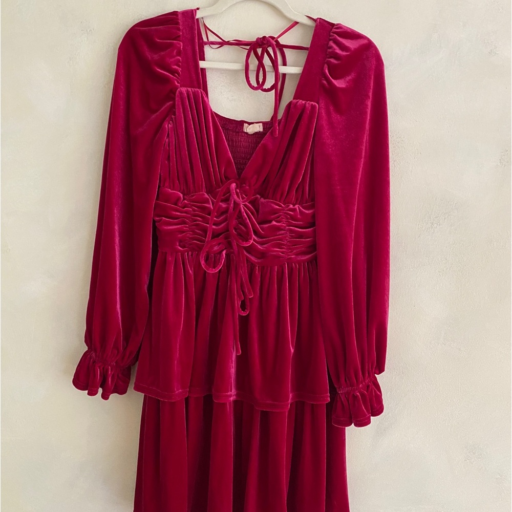 Velvet tiered mini dress